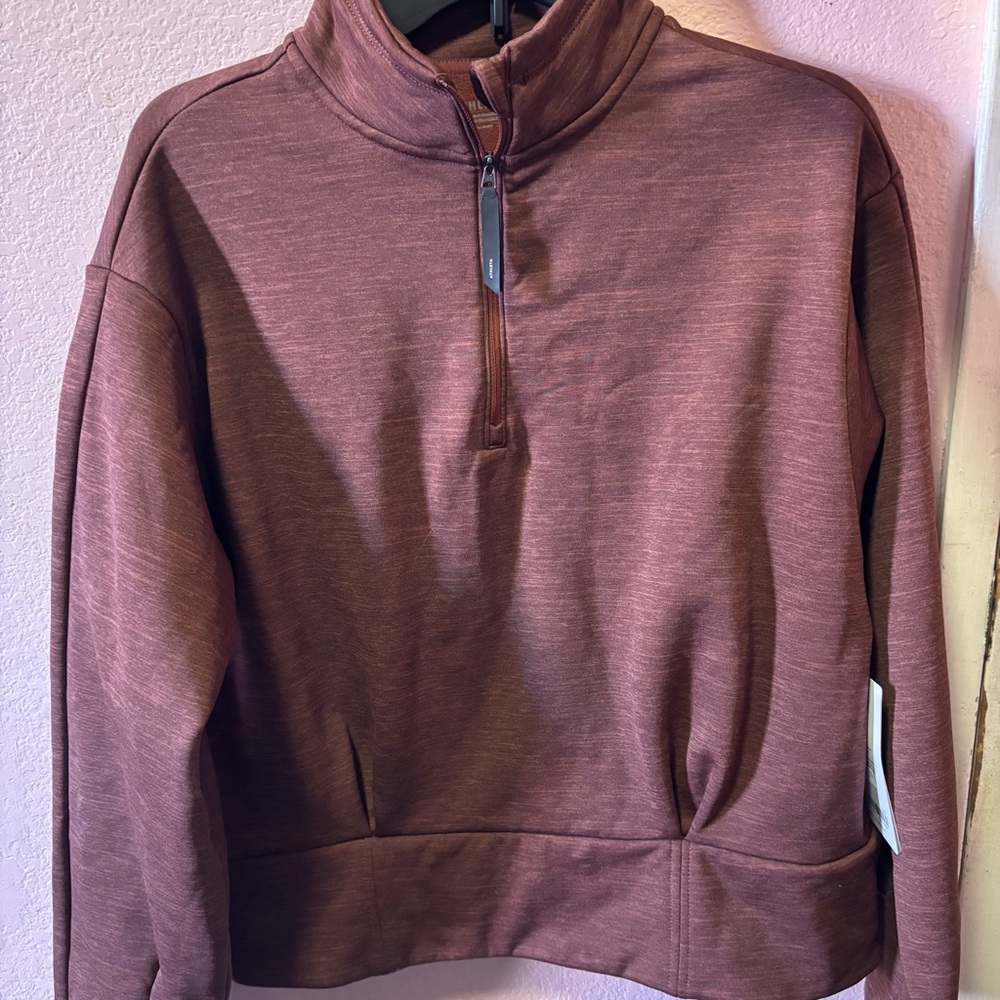 Athleta Altitude Polartec Half Zip Sweatshirt - Women's Size Medium - Brown - Picture 2 of 7
